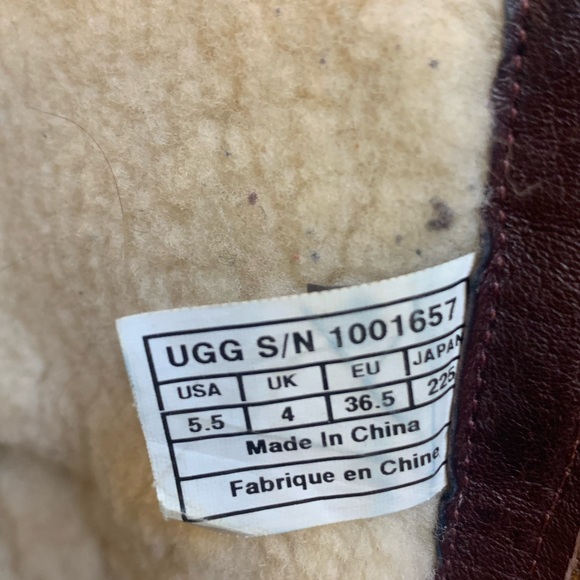 UGG Barolo Boots Brown Two Tone Leather Knee High Sheepskin Lined Sz 5.5 - Picture 5 of 6